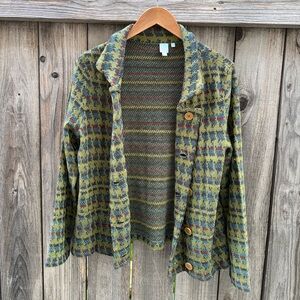 SHU SHU Knit Sweater Jacket Blazer Button Front Textured Size XL